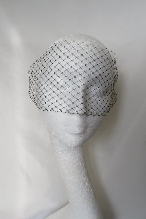 Black Narrow Rhinestone Crystal Classic Soft Bandeau Eye Veil Elegant Goth