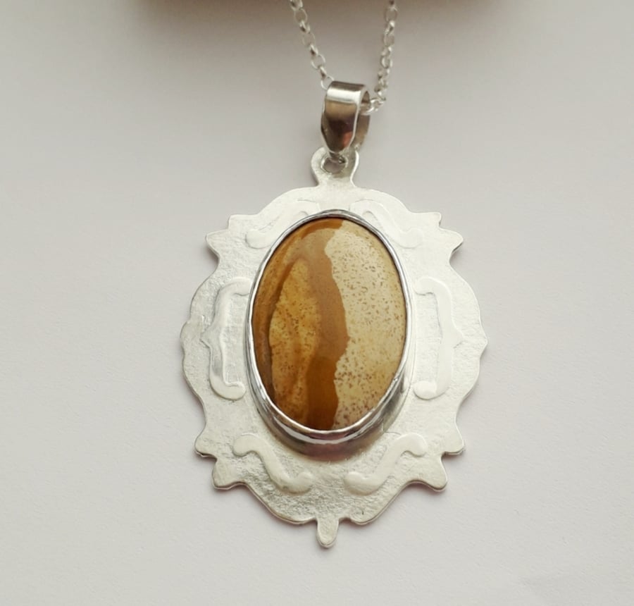 Picture Jasper Pendant Sterling Silver Hallmarked