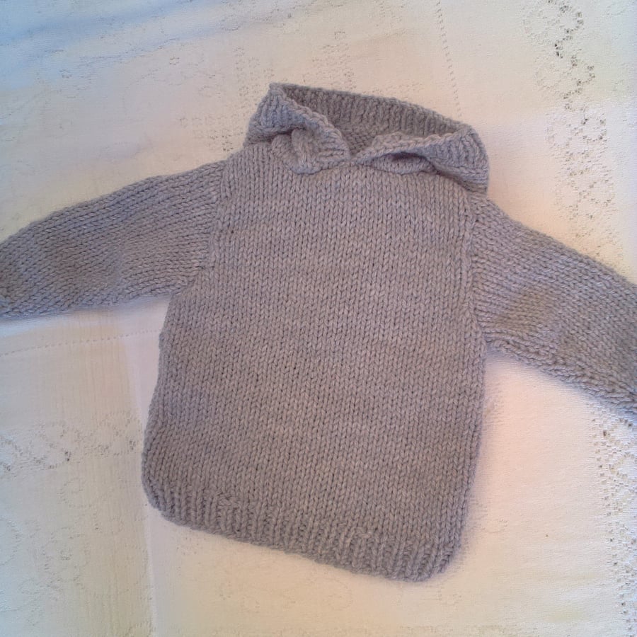 Chunky Hooded Jumper for Babies and Children, Hand Knitted Jumper