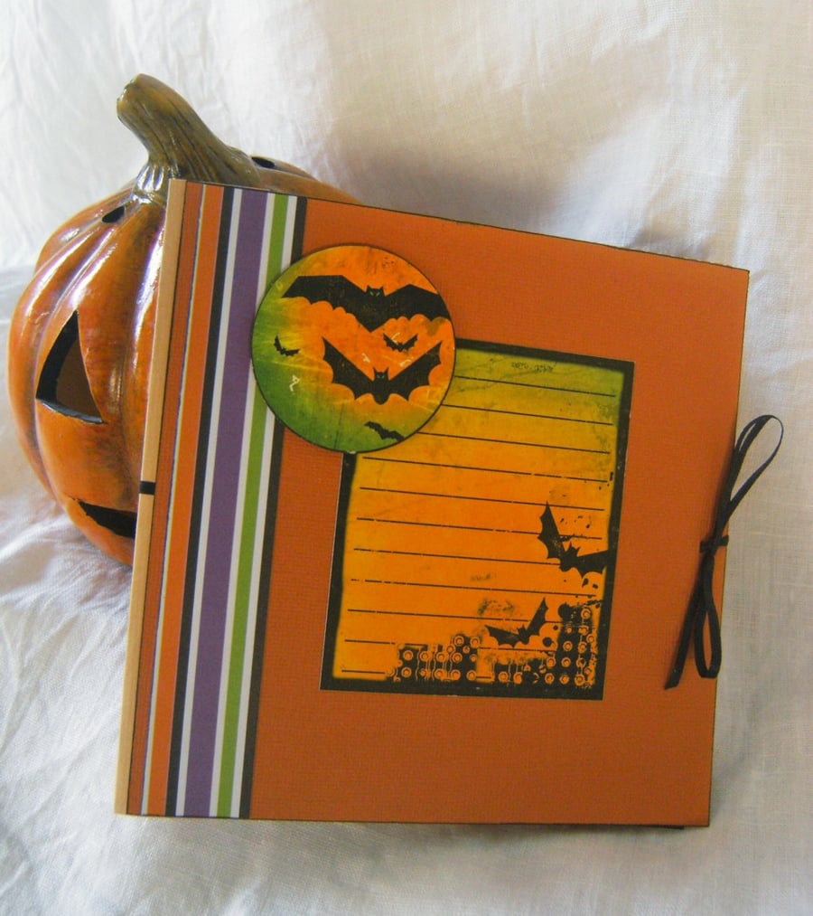 Halloween Bats and Pumpkins Mini Photo Scrap Album