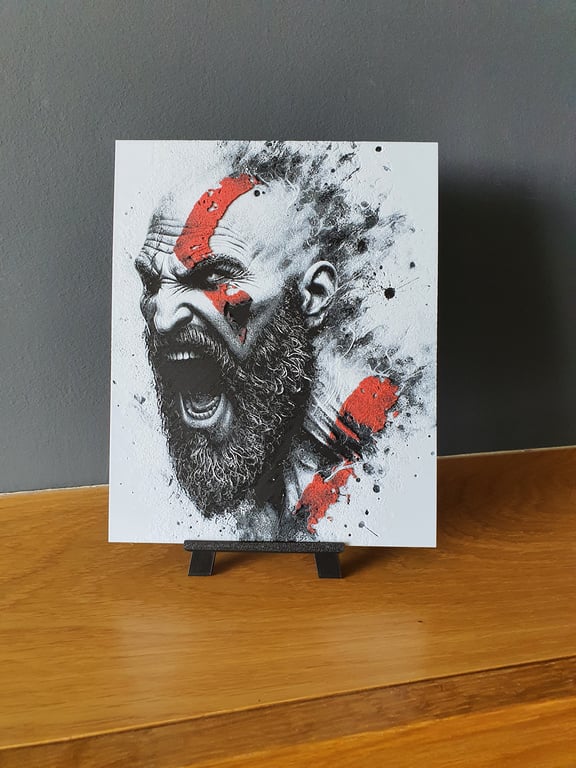 Kratos God Of War Hueforge Portrait 3D Printed Artwork Print "FREE EASEL STAND!"