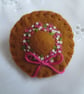 Hand Embroidered Miniature Summer Hat Felt Brooch - Pink & White Flowers - Image 1