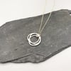 Sterling Silver (925), Textured, Interlinked Hoops Necklace