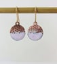 Enamel and Textured Copper Dangle Earrings with Pink Enamel - Image 2