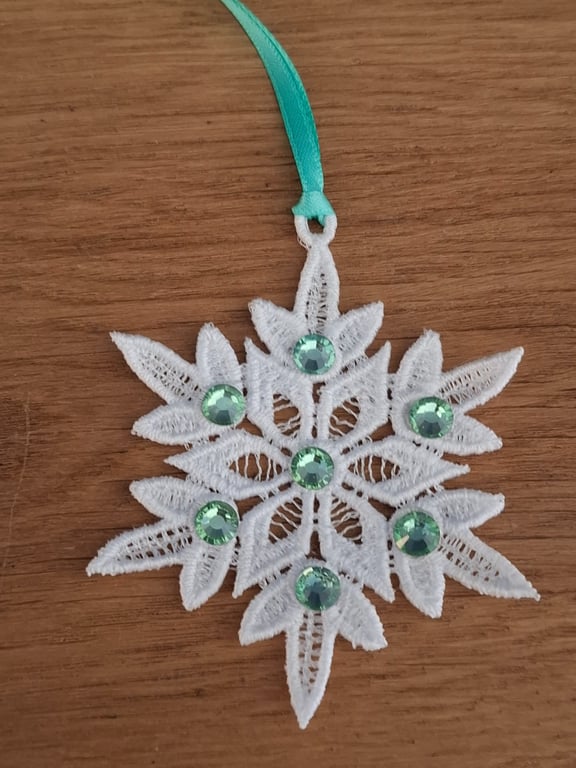 Stunning Embroidered Snowflake hanging decoration