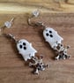 Polymer Clay Halloween Ghost Skull & Crossbones Earrings. 316 Stainless