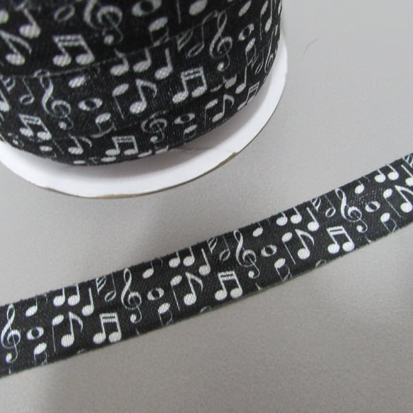 Music Notes Fold Over Elastic x 1 metre
