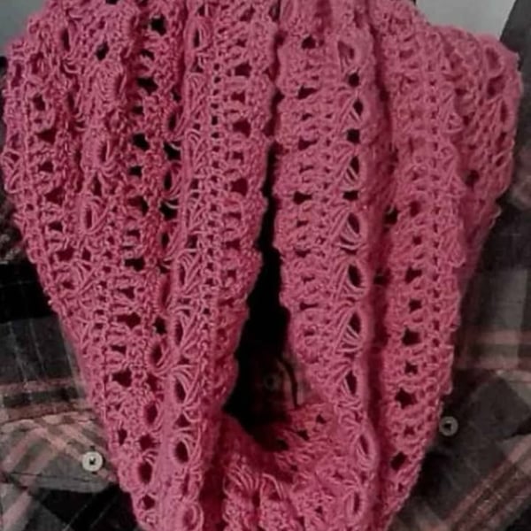 Pink Crochet Scowl Scarf