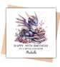 Floral Purple Dragon Happy Birthday Card