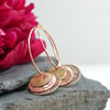 Copper textured disk earrings with Sterling Silver hoops
