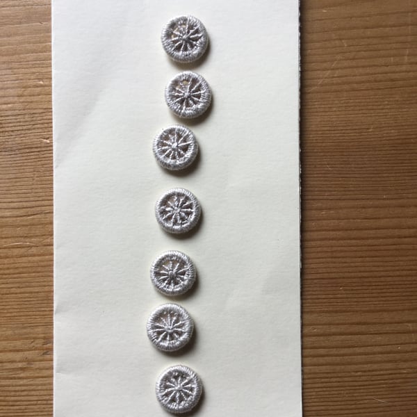 Set of 7, 12 mm, Traditional  Dorset Cross Wheel Buttons, Ecru, D13