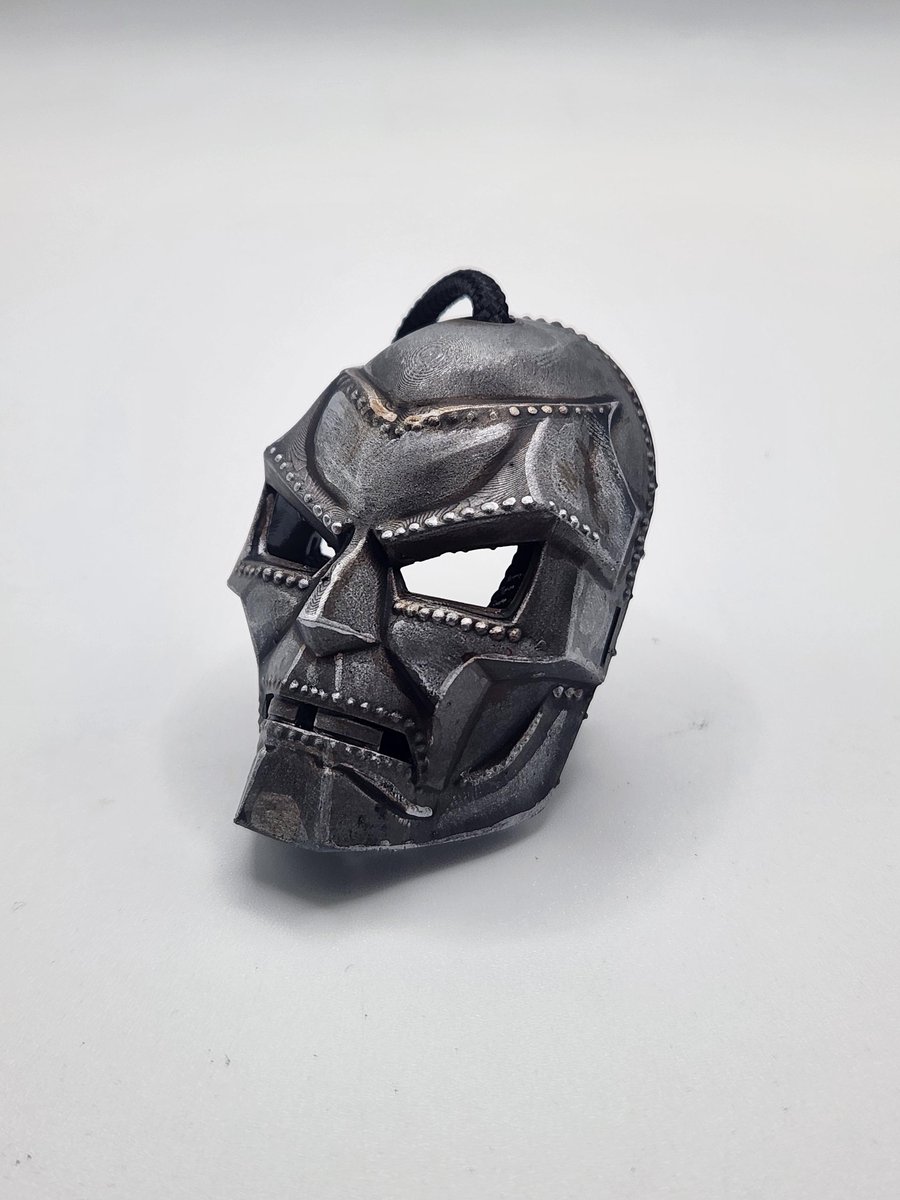 Dr. Doom Mask Rear View Mirror Charm 3D Printed Hand-Painted Car Accessory