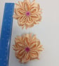 Peach Ribbon Flower Hair Ties – Handmade Satin Accessories Set of 2 - Image 3