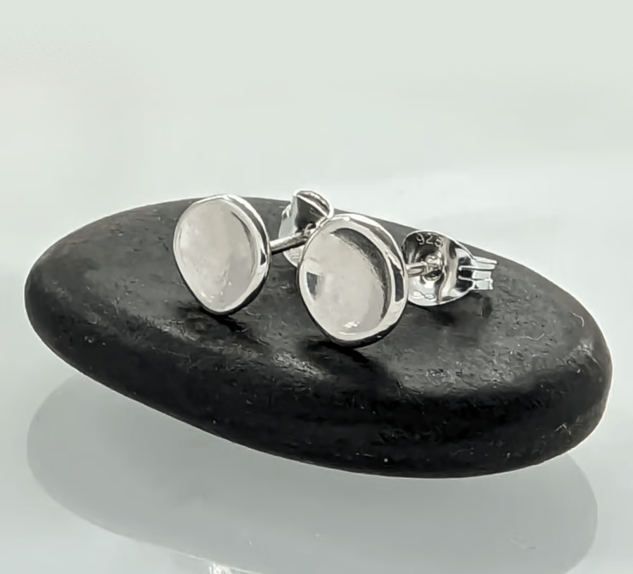 STERLING SILVER concave stud earrings, Handmade Urban Design Jewellery