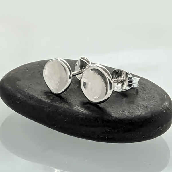 STERLING SILVER concave stud earrings, Handmade Urban Design Jewellery