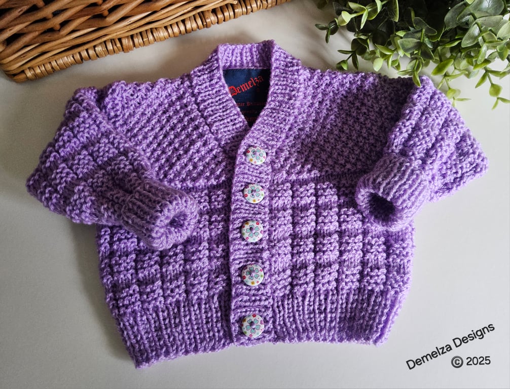 Hand Knitted Baby Girl''s Cardigan 0-3 months size