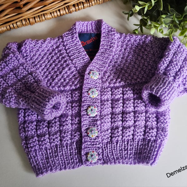 Hand Knitted Baby Girl''s Cardigan 0-3 months size