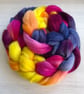 Polwarth Hand Dyed Fibre, Combed Top or Roving 100g