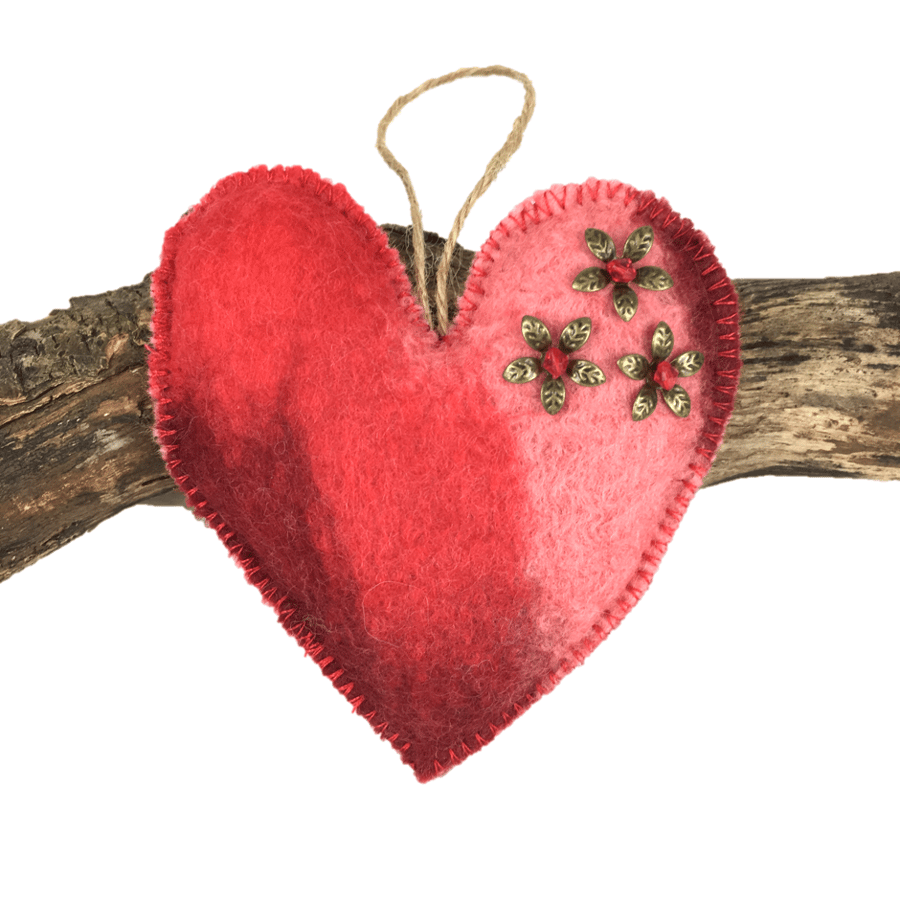 Red felt padded heart with lavender  (2)