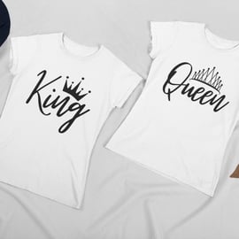 King Queen Couple T Shirt Set Funny Couple Gift Matching T Shirts Engagement 