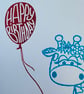 Personalised Cute boys blue Birthday card, cow, balloon, baby or young child. - Image 2