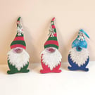 Large Christmas Gonk Brooch With Charm: Wood Hand Decorated Brooch Pin, Unisex 