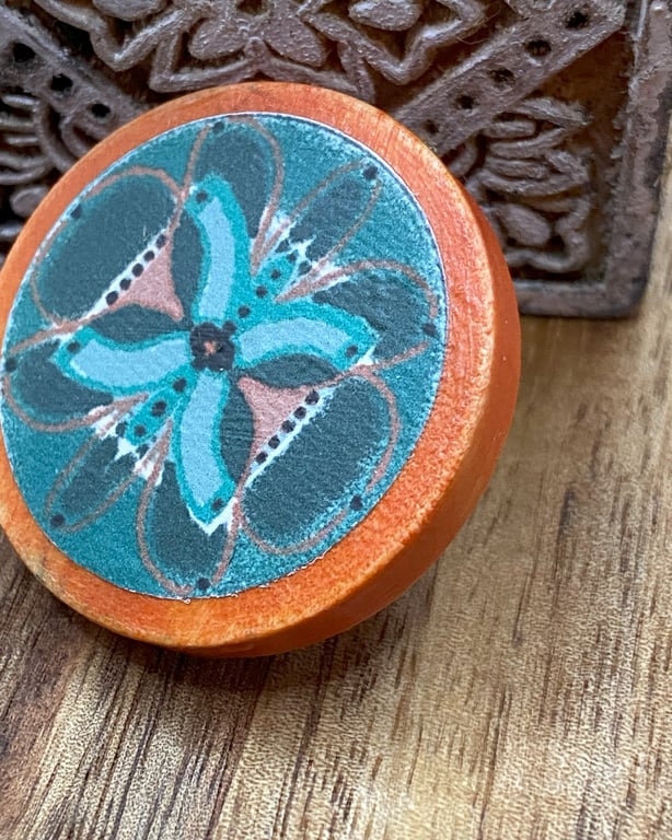 Floral butterfly wooden brooch for Christmas