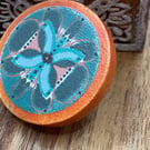Floral butterfly wooden brooch with autumn colours