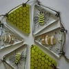 Bee and Bee Hive Fused Glass Bunting, Handmade, Bee lover, bee hive, bee keeper,