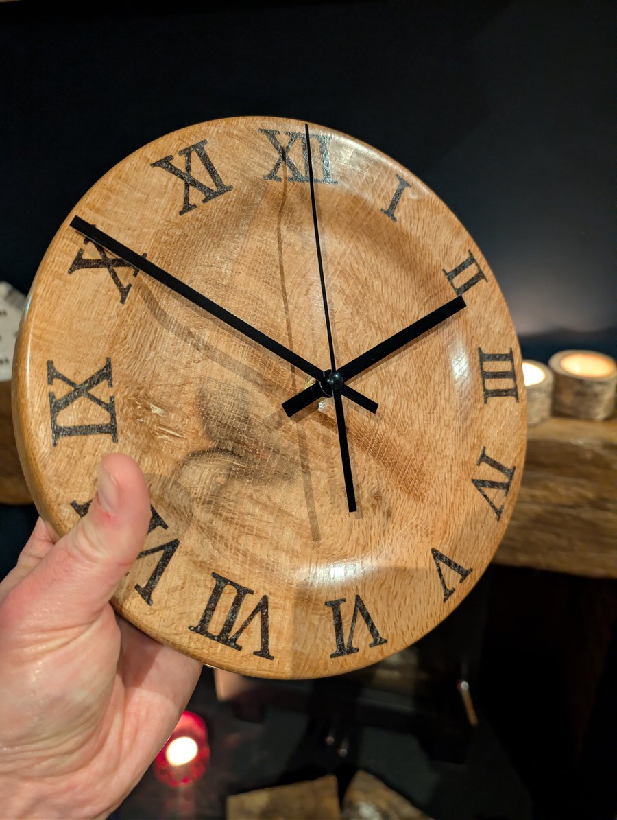 Wood turned Oak clock