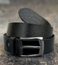 Black scaled leather belt with antique silver buckle 1.5 inch