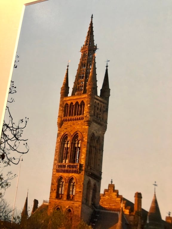 Glasgow University Tower, Signed Mounted Print FREE DELIVERY