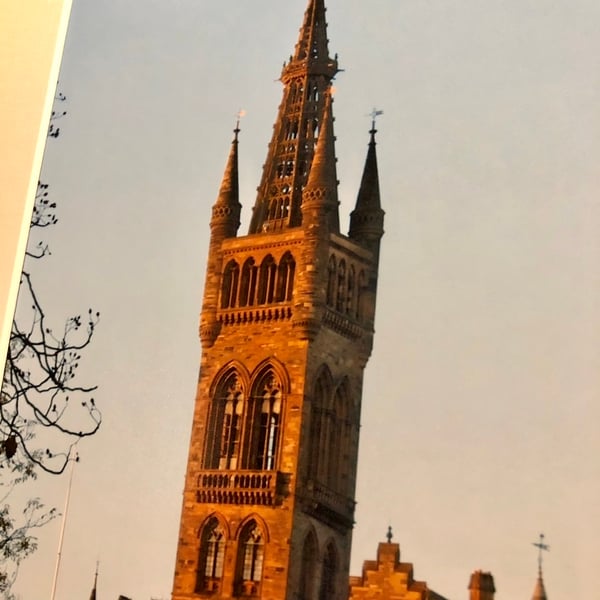 Glasgow University Tower, Signed Mounted Print FREE DELIVERY