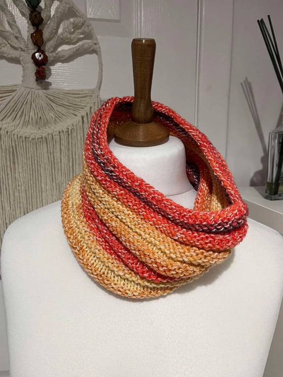 Neck warmer Peach Mustard cowl 54cms x 24 cms ALL PROCEEDS TO BREAST CANCER