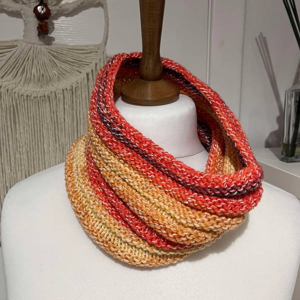Neck warmer Peach Mustard cowl 54cms x 24 cms ALL PROCEEDS TO BREAST CANCER