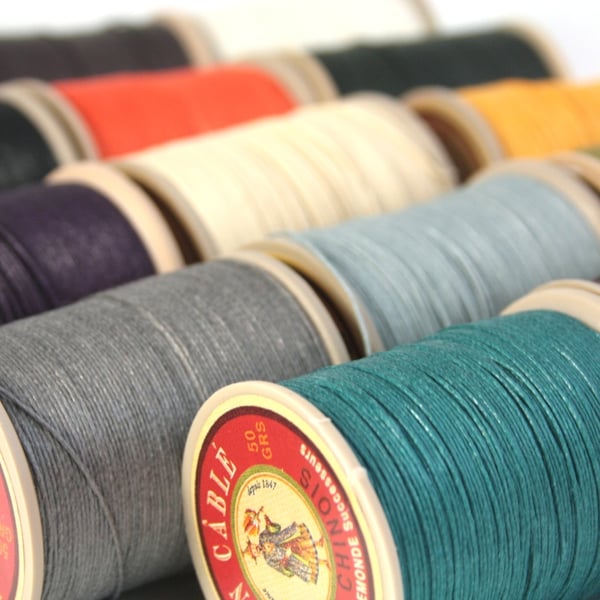 50g Spool of French Corded Waxed Linen Thread, Fil Au Chinois Lin Cable