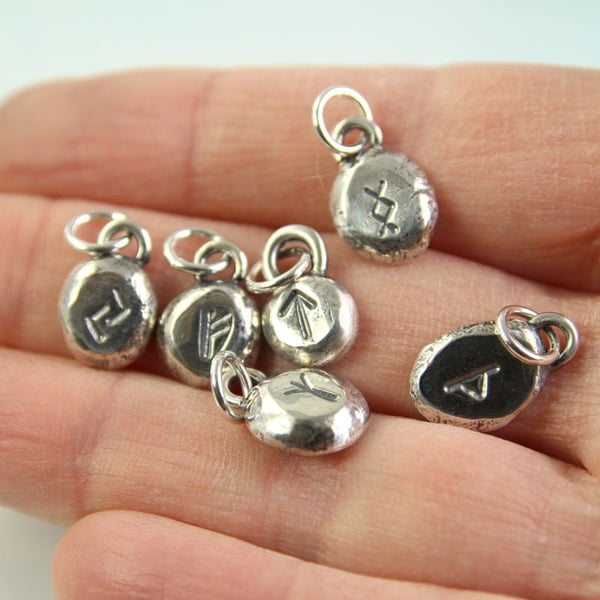 Silver Rune Pendant Small Rustic Nugget - Choose a rune with special meaning