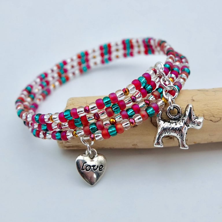 Memory Wire Wrap Bracelet With Charms, Birthday, Anniversary, Gifts For Her