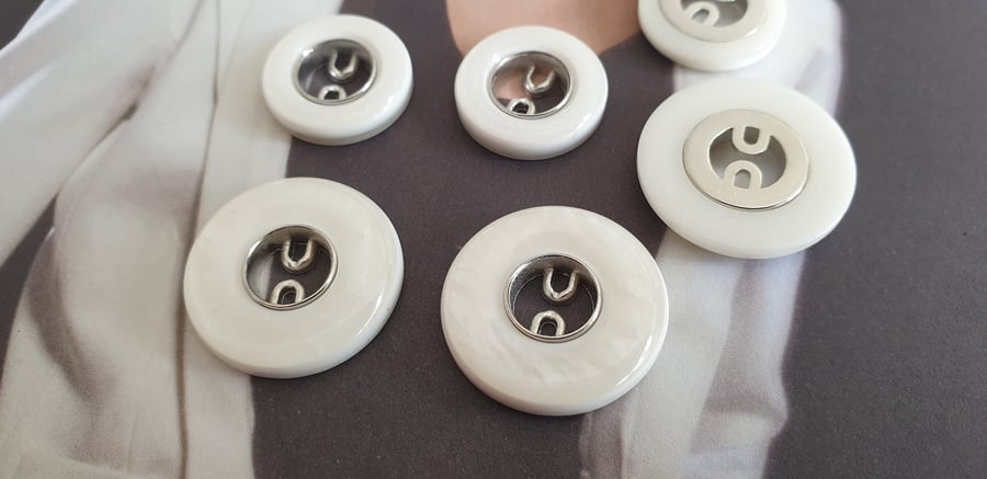 18mm 23mm Designer Silver and Polyester Pearl Italian Made Buttons LAST FEW NOW.