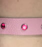 Light Pink Leather Choker with 7 Bright Pink Gemstones (sized at 16.25"-18")