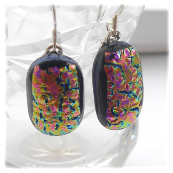 Handmade Fused Dichroic Glass Earrings 270 Sterling Silver hooks