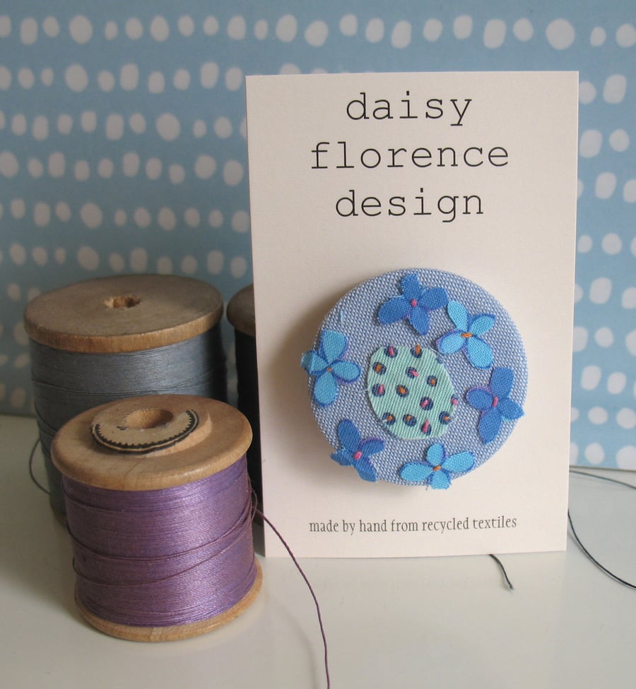 Shades of Blue Flower pin brooch