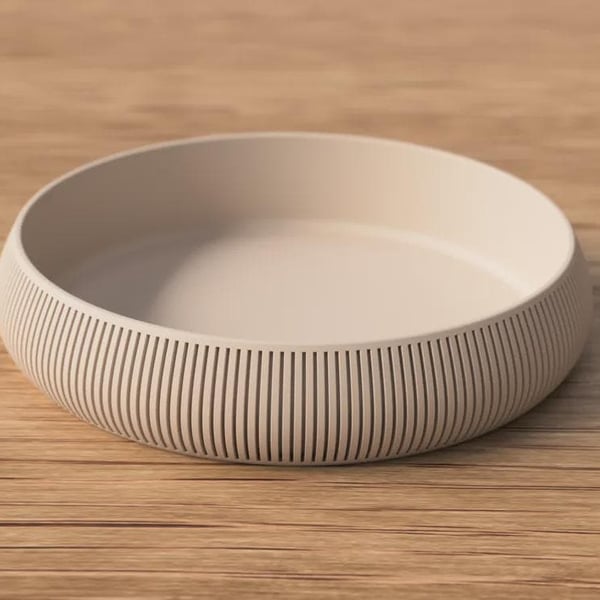 Japandi Catch All Bowl, Minimalist Ribbed Decorative Tray, Scandinavian Entryway