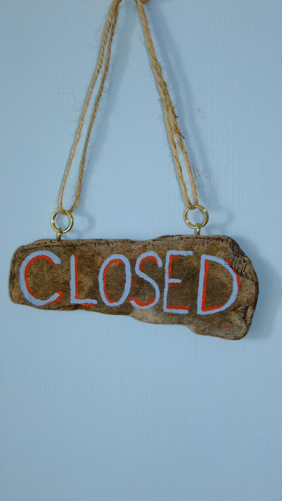 Open & Closed shop door sign made from Cornish driftwood, handmade handpainted.