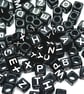7mm Black Cube Acrylic Alphabet Beads, 100pcs Mixed Letters, Personalised Jewels - Image 1
