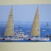 Photographic greetings card of "Challenger 1 & 4" in the Parade of Sail.