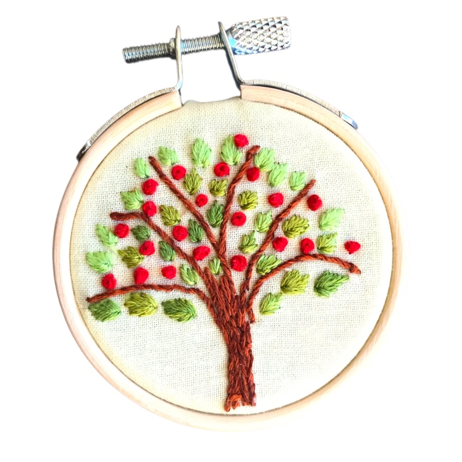Miniature Embroidery hoop apple tree