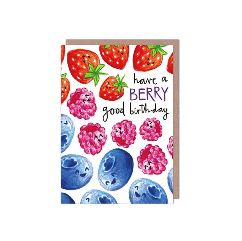 Berry Strawberry Blueberry Raspberry Birthday Card