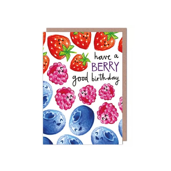 Berry Strawberry Blueberry Raspberry Birthday Card