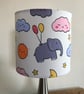 Handmade Elephants, Clouds and Balloons Cotton Fabric Lampshade - Image 1